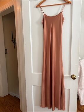 Voz silk Slip Maxi Dress in Copper xs